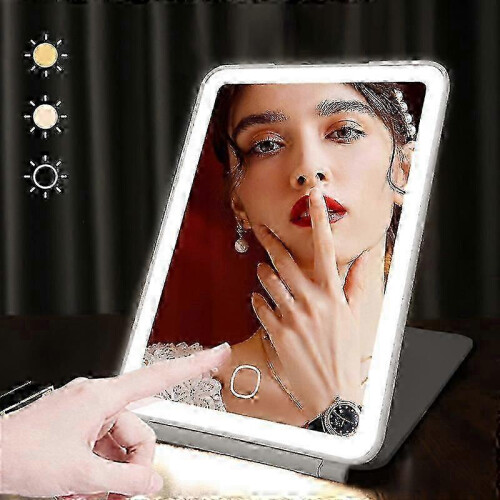 (Black) Portable Rechargeable Lighted Makeup Mirror - Foldable LED Travel Compact Design 2