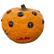 (A) Halloween Scary Pumpkin Decoration,Resin Purely Handmade Turnable Eyeballs Sculpture For Indoor And Outdoor Use