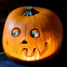 (C) Halloween Scary Pumpkin Decoration,Resin Purely Handmade Turnable Eyeballs Sculpture For Indoor And Outdoor Use