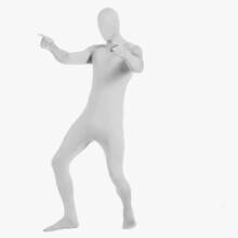 (L, White) Woman Mens Full Body Suit Halloween Costumes for Adults Child for Halloween Stage Performances and Parties