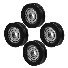 4 Laufrollen Rillenführungsrolle Mit 1,60x1,60x0,85 Cm Schwarz