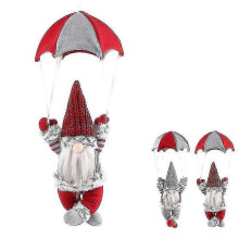 (Red) Christmas Skydiving Old Man Cloth Faceless Doll Xmas Decorations