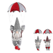 (Gray) Christmas Skydiving Old Man Cloth Faceless Doll Xmas Decorations