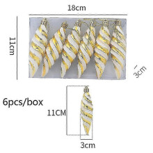(gold spiral) Christmas Pendants Boxed Painted Icicle Cone Candy Ball Xmas Tree Ornaments Noel Christmas Home Decor New Year 2023 Navidad