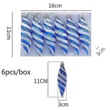 (blue spiral) Christmas Pendants Boxed Painted Icicle Cone Candy Ball Xmas Tree Ornaments Noel Christmas Home Decor New Year 2023 Navidad