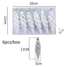 (silver spiral) Christmas Pendants Boxed Painted Icicle Cone Candy Ball Xmas Tree Ornaments Noel Christmas Home Decor New Year 2023 Navidad