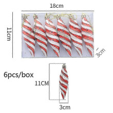 (red spiral) Christmas Pendants Boxed Painted Icicle Cone Candy Ball Xmas Tree Ornaments Noel Christmas Home Decor New Year 2023 Navidad