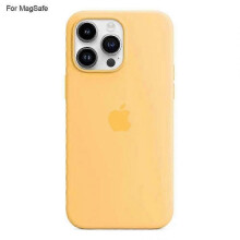(Yellow) Liquid Silicone Phone Back Cover Case for iPhone 14 Pro with MagSafe Compatibility for Induction Popover Protection and Grip