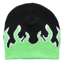 (Green) Flame Beanie Y2K Beanies Fire Flame Beanie Knit Beanie Hat Skullies Beanie Slouchy Beanie Flame Skull Cap Graphic Beanie Red
