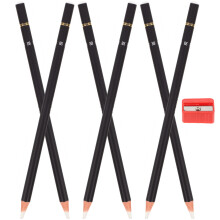 6Stk Hochwertige Holz-Radierpens Schwarz Für Zeichnung Und Kunst