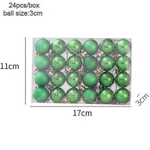(24pcs 3cm-green) Christmas Pendants Boxed Painted Icicle Cone Candy Ball Xmas Tree Ornaments Noel Christmas Home Decor New Year 2023 Navidad