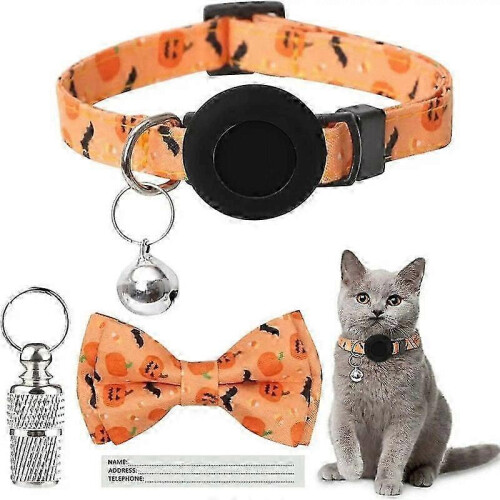 Adjustable Cat Collar for Compatible with Airtag, Orange, 1.0*20-30, 1 piece