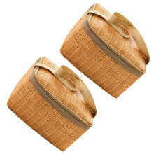 2Stk Thermische Mittagessen Imitat Rattan Isolier