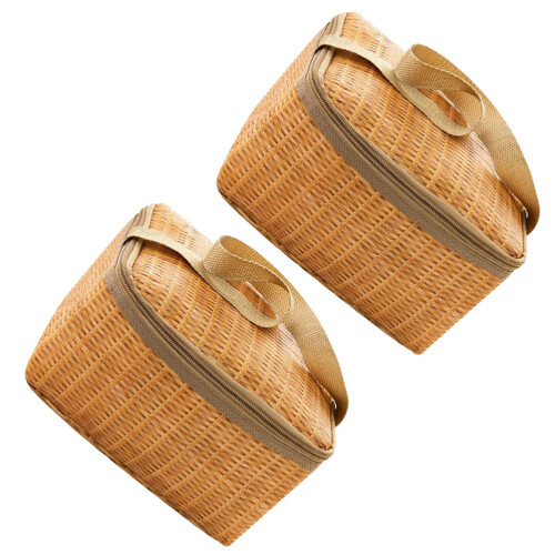 2Stk Thermische Mittagessen Imitat Rattan Isolier