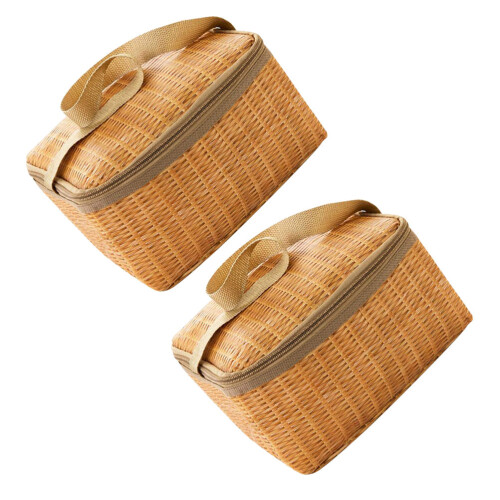 2Stk Thermische Mittagessen Imitat Rattan Isolier 2