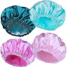 4 Pack Elastic Reusable Shower Caps Double Waterproof Layer, Eco-Friendly Hair Protective Shower Caps - Solid Color