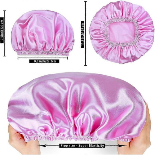 4 Pack Elastic Reusable Shower Caps Double Waterproof Layer, Eco-Friendly Hair Protective Shower Caps - Solid Color 2