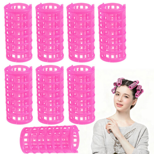 8St Haarrollerset Kunststof Spelden Middelgroot Roze