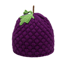 (Purple Grape Hat) 2000s Crochet Fruit Theme Hat Knitted Skull Hat with Lovely Fruit Shape Design For Women Girls Cold Weather Wear Headpiece