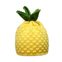 (Fourleaf pineapple) 2000s Crochet Fruit Theme Hat Knitted Skull Hat with Lovely Fruit Shape Design For Women Girls Cold Weather Wear Headpiece