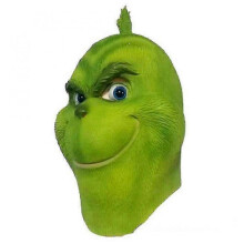(The Grinch Christmas Mask A) Christmas The Grinch Full Head Latex Mask with Xmas Hat and Monster Adult Gloves for Holiday Costume Parties