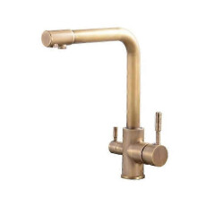 (Antique) Gold Kitchen Faucets With Filtered Water Deck Mounted Drinking Water Mixer Tap Brass Gold Kitchen Faucet Filter System