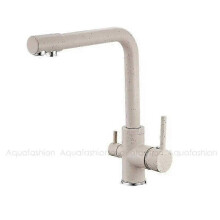 (Beige) Gold Kitchen Faucets With Filtered Water Deck Mounted Drinking Water Mixer Tap Brass Gold Kitchen Faucet Filter System