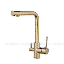 (Golden) Gold Kitchen Faucets With Filtered Water Deck Mounted Drinking Water Mixer Tap Brass Gold Kitchen Faucet Filter System