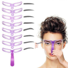 Washable Reusable Eyebrow Stencils Kit 8 Styles Template with Adjustable Head Rope Ergonomics Design Durable Plastic for Professional Makeup