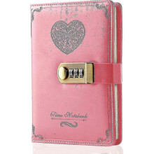 (B6, pink) Diary with Lock for Girls Leather Password Locking Journal Cute Secret Diaries Notebook with Combination Lock for Women Adults B6 Size