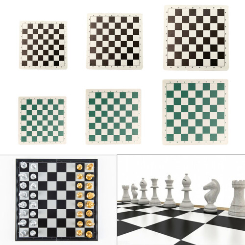 Portable Leather Chess Board Roll-up-Green White Large 2