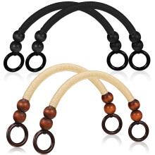4 Holzperlen-Griffe Gewebtem Nylonseil Für Taschen