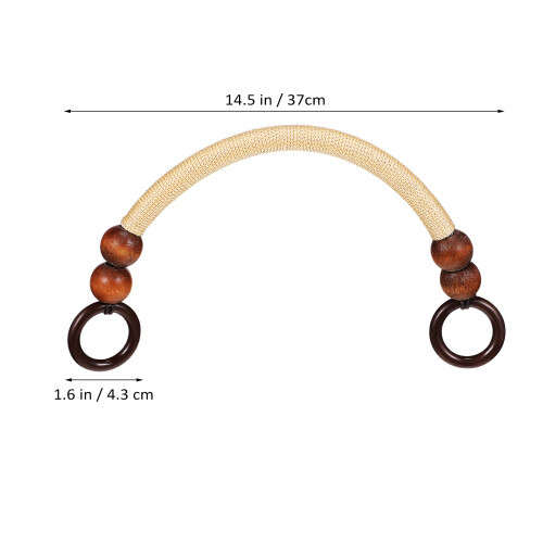 4 Holzperlen-Griffe Gewebtem Nylonseil Für Taschen 2