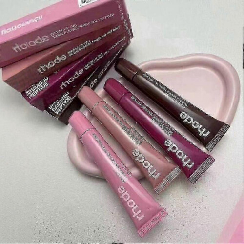 Rhode Hailey colored peptide lipstick, Ribbon lipstick 2