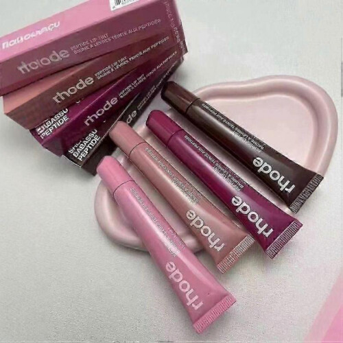 Rhode Hailey colored peptide lipstick, Ribbon lipstick 2