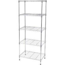 5 Tier Metal Storage Rack Silver Wire Shelf Unit