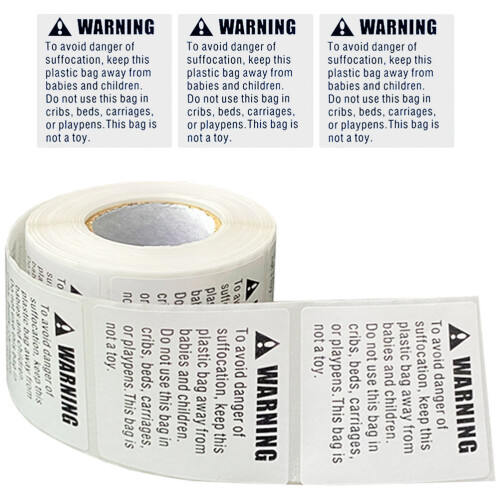 1 Roll Self-Adhesive Suffocation Warning Labels For Shipping