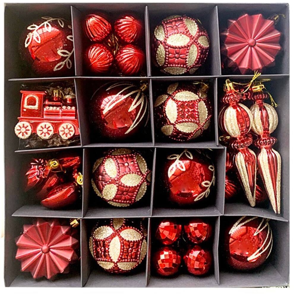 Gr8 Home Unisex Red 60 Pcs Christmas Tree Baubles Decoration Set In - Image 2