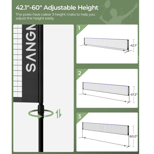 Gr8 Home Blue Black 4m Badminton Net Post Set 1
