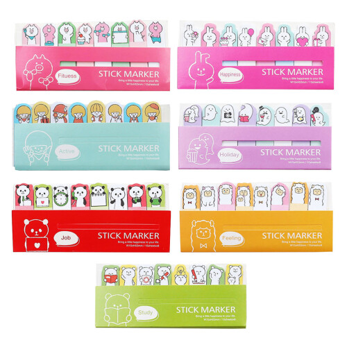 7 Cartoon Index Tabs Flaggen Block Aufkleber