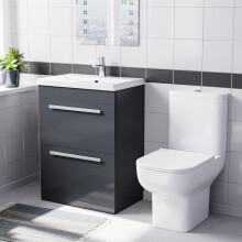 Nes Home 600mm Dark Grey Drawers Basin Vanity Unit Square Close Coupled Toilet