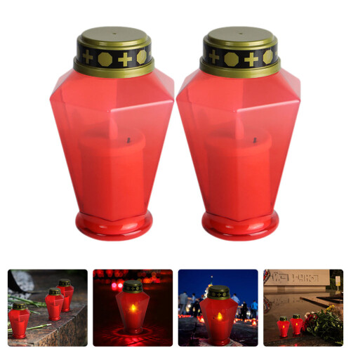 2Stück LED Friedhof Licht Kunststoff 2