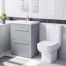 Nes Home 600mm Matte Grey Drawers Basin Vanity Unit Square Close Coupled Toilet