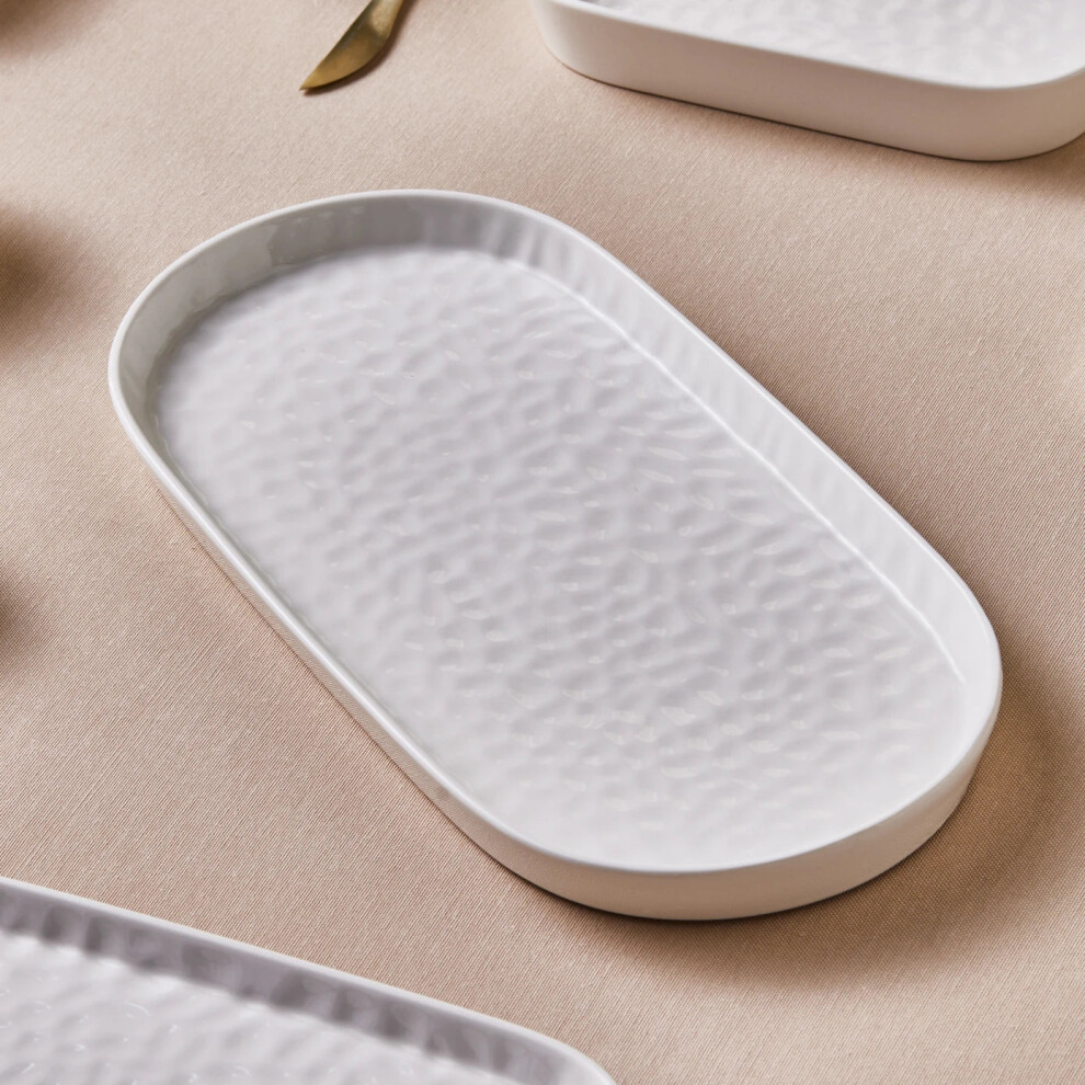 Karaca x by Refika Bembeyaz Bone China Oval Serving Platter, 34cm, White-image-OPC-PK6B59B-NEW