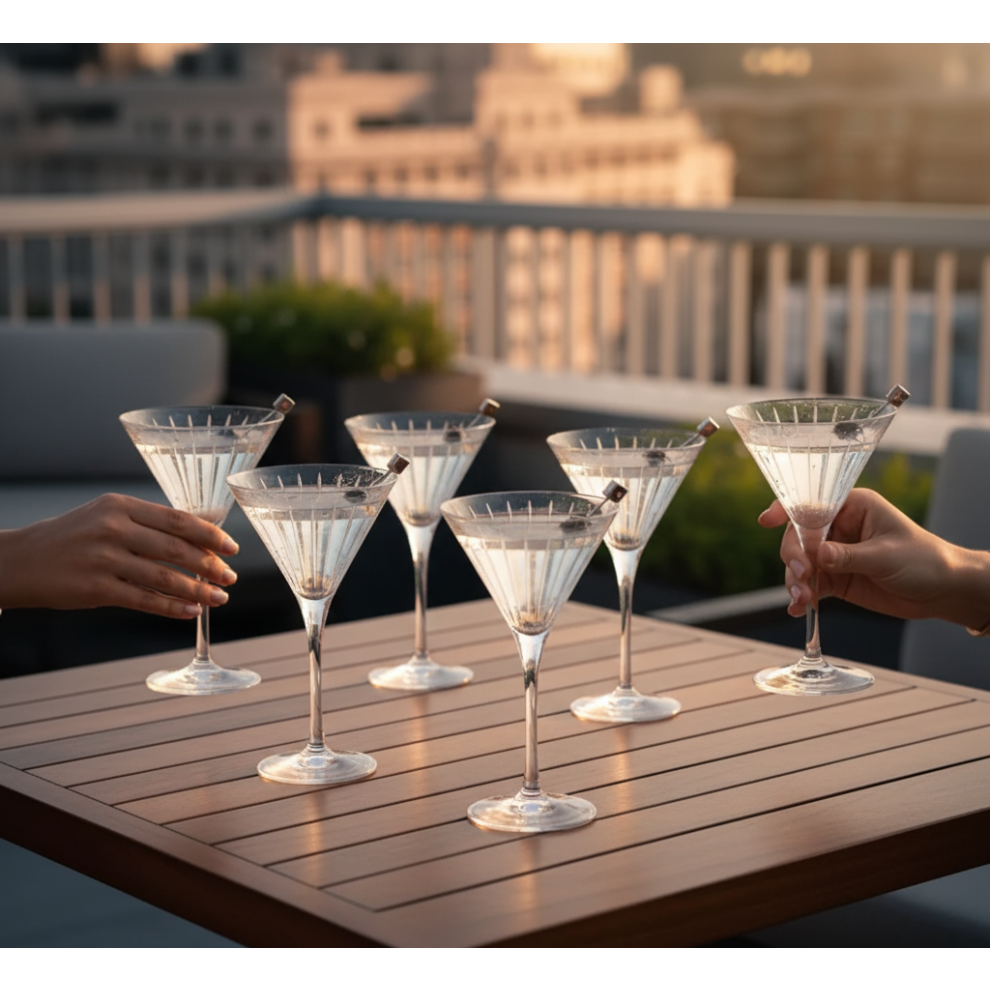 Karaca Rcr Timeless 6-Piece Martini Glass Set, 210Ml, Clear