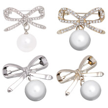 4Pcs Alloy Bowknot Brooches with Rhinestones for Clothing Accessories