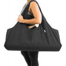 (Obsidian Black) Large Yoga Mat Bag with Side Pocket, Tote Sling Carrier for Extra Long Mats