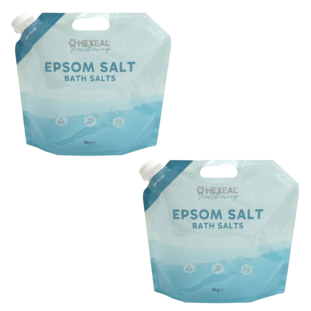 Hexeal Epsom Salt 10Kg - 2 X 5Kg Pouch Of Magnesium Sulphate For Bathing