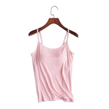 (L, Light Pink) Women Tank With Built-in Bra Adjustable Spaghetti Strap Tank Top Gift For Christmas Birthday New Year f54