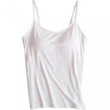 (4XL, Pure White) Women Tank With Built-in Bra Adjustable Spaghetti Strap Tank Top Gift For Christmas Birthday New Year f54